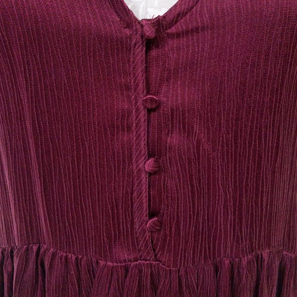 Neiman Marcus M Silky Ruffle Babydoll Blouse Red - Picture 2 of 10